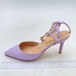 FSJ Purple Open Toe Chain Ankle Strap High Heels Sandals Party Wedding Shoes
